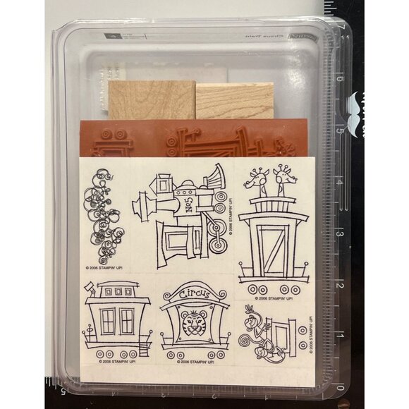 Stampin Up! Circus Train Wood Mounted Rubber Stamp Set Of 6 2006 - Picture 1 of 3